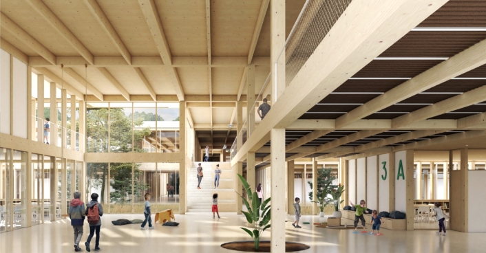 Innenraumperspektive Grunschule Wandlitz | SHA Scheffler Helbich Architekten Innenraumperspektive Grunschule Wandlitz | SHA Scheffler Helbich Architekten