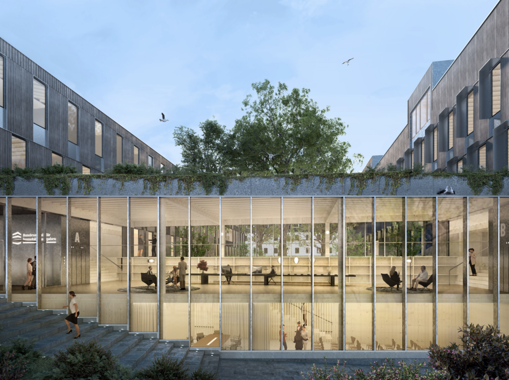 Haupthalle des Direktionsgebäudes der BImA in Rostock | SHA Scheffler Helbich Architekten Haupthalle des Direktionsgebäudes der BImA in Rostock | SHA Scheffler Helbich Architekten