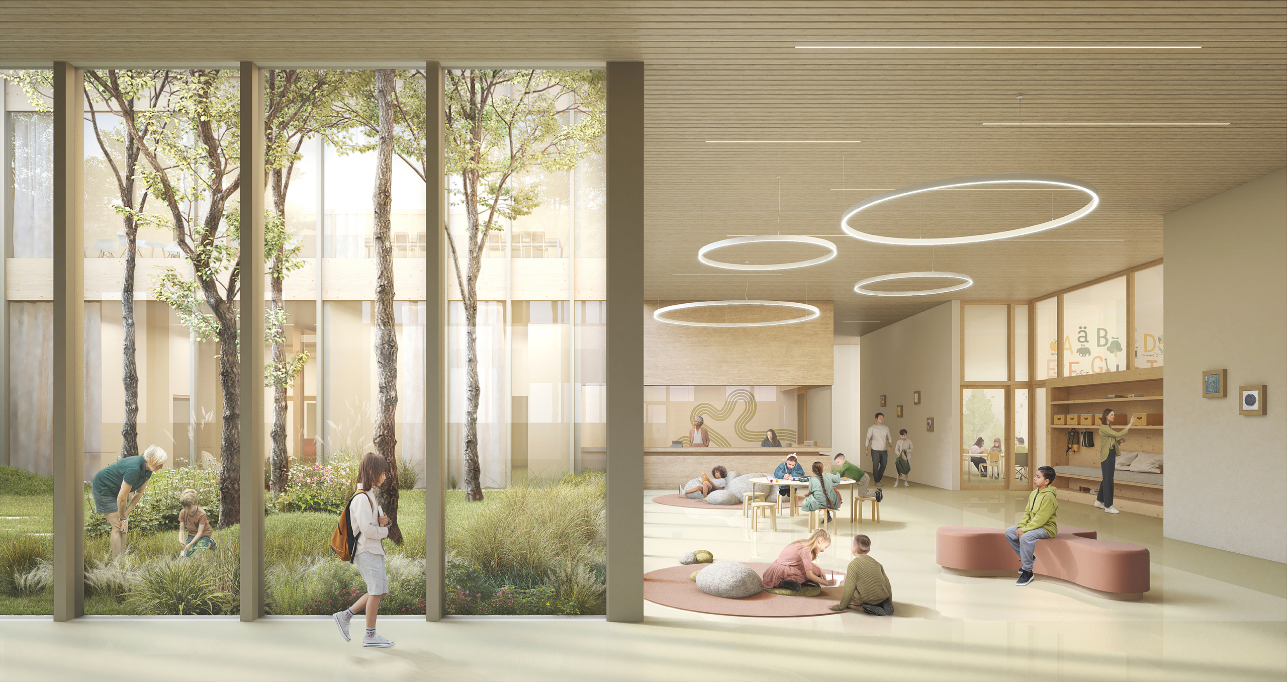 Innenperspektive - Neubau einer Förderschule in Lünen | SHA Scheffler Helbich Architekten Innenperspektive - Neubau einer Förderschule in Lünen | SHA Scheffler Helbich Architekten