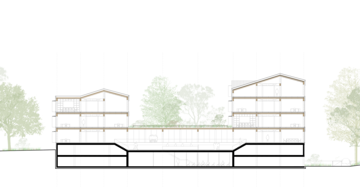 Schnitt Realisierungswettbewerb Direktionsgebäude der BImA in Rostock | SHA Scheffler Helbich Architekten