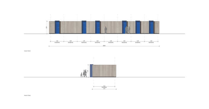 Schultrakt Ansicht West Nord