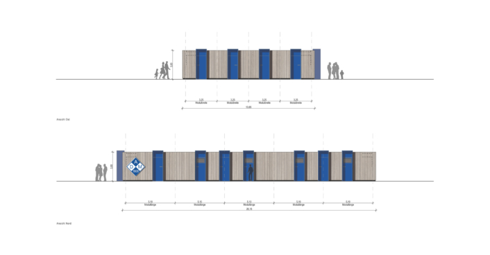 Vereinstrakt Ansicht Ost Nord