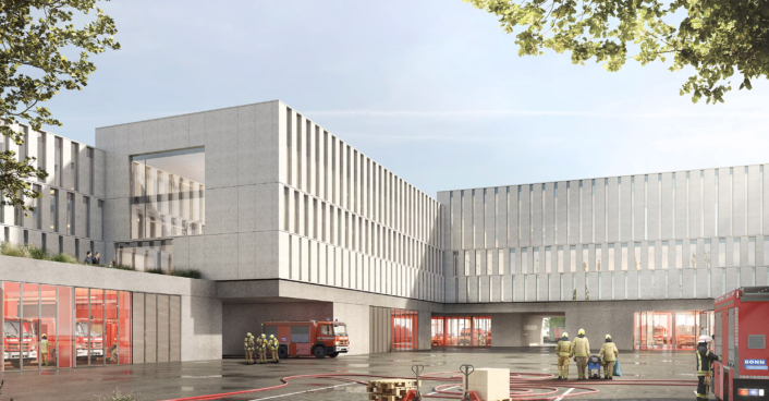 Visualisierung Alarmhof - Wettbewerbsentwurf Feuerwache I in Bonn | SHA Scheffler Helbich Architekten Visualisierung Alarmhof - Wettbewerbsentwurf Feuerwache I in Bonn | SHA Scheffler Helbich Architekten